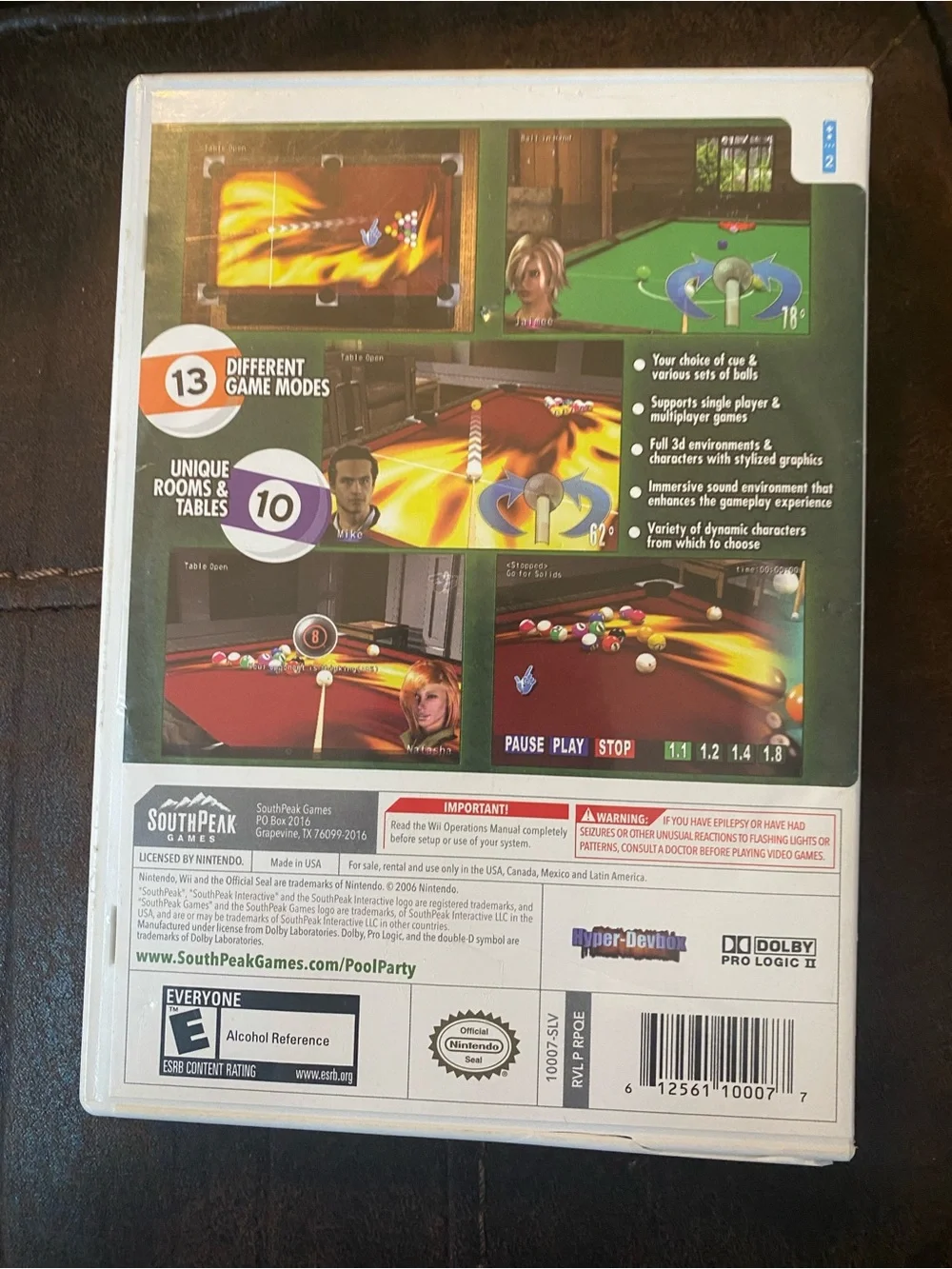 SouthPeak Pool Party Nintendo Wii Sports Billiards E NTSC-U/C Multiplayer Manual